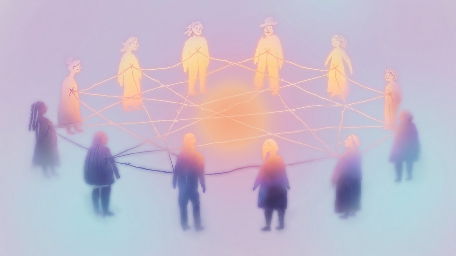 The open room, a circle of people connected, no head of the table