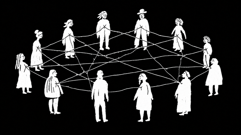 The open room, a circle of people connected, no head of the table
